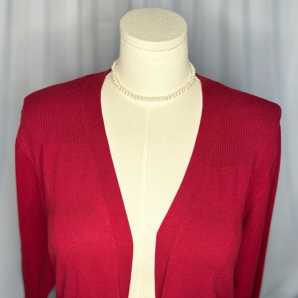 Karen Scott Women's Long Sleeve Open Front Red Cardigan (815) - Picture 9 of 11